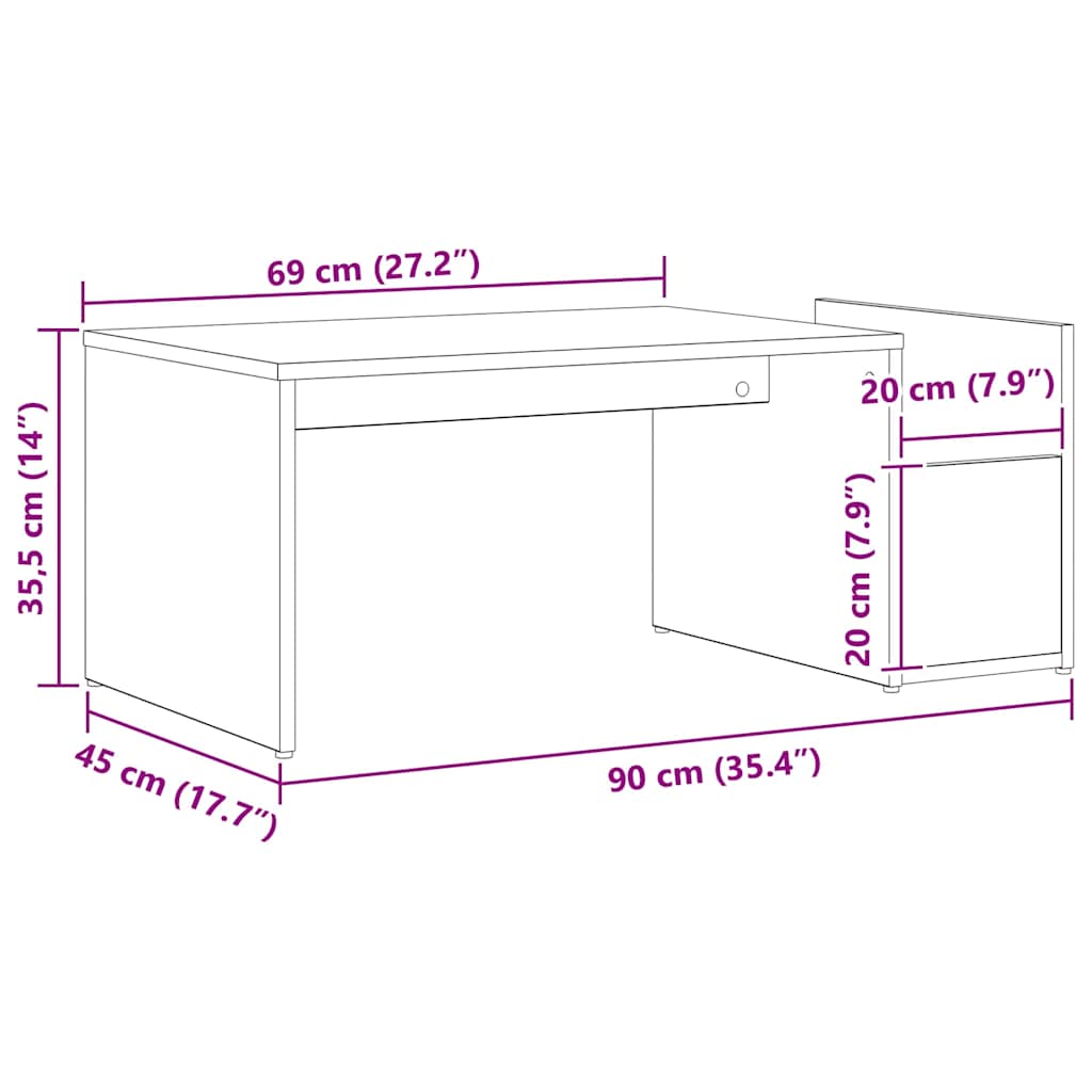 vidaXL Stolik kawowy Czarny Dąb 90 x 45 x 35 cm