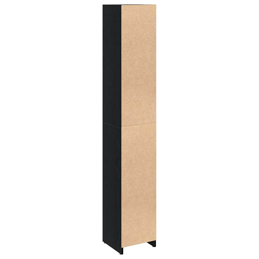 vidaXL Szafka Łazienkowa z drzwiami Czarny Dąb 30 x 30 x 183,5 cm