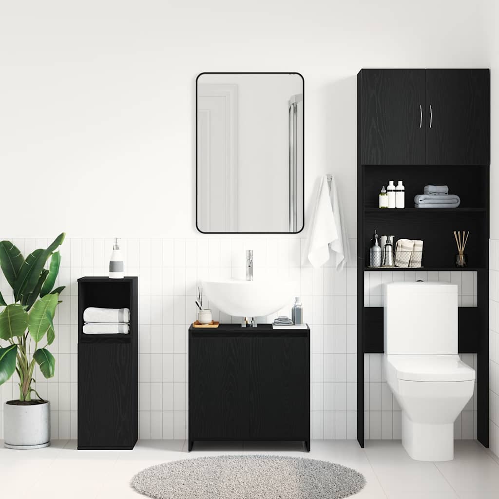 vidaXL Szafka łazienkowa czarny dąb 60x33x60 cm Drewno klejone