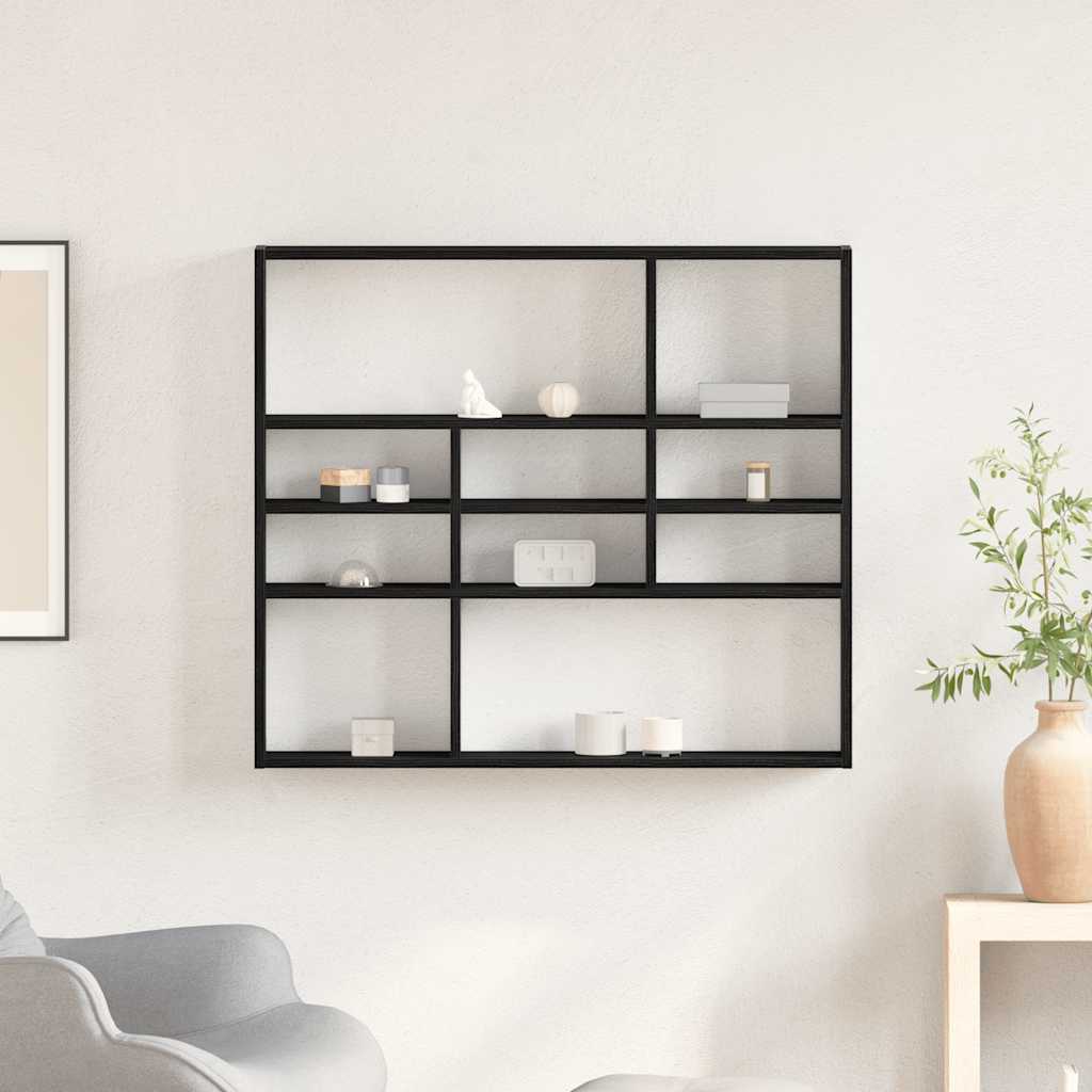vidaXL Półka ścienna, czarny dąb, 90x16x78 cm, materiał drewnopochodny