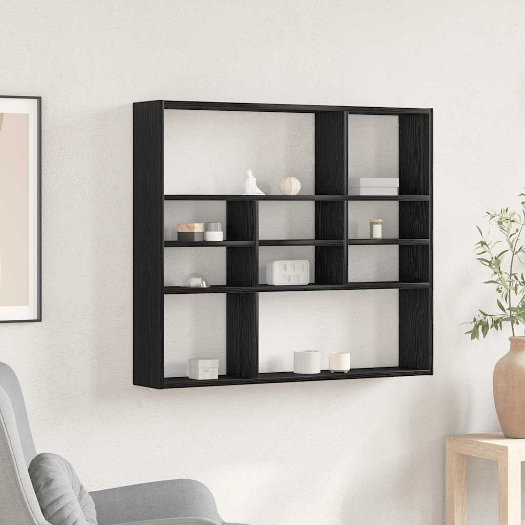 vidaXL Półka ścienna, czarny dąb, 90x16x78 cm, materiał drewnopochodny
