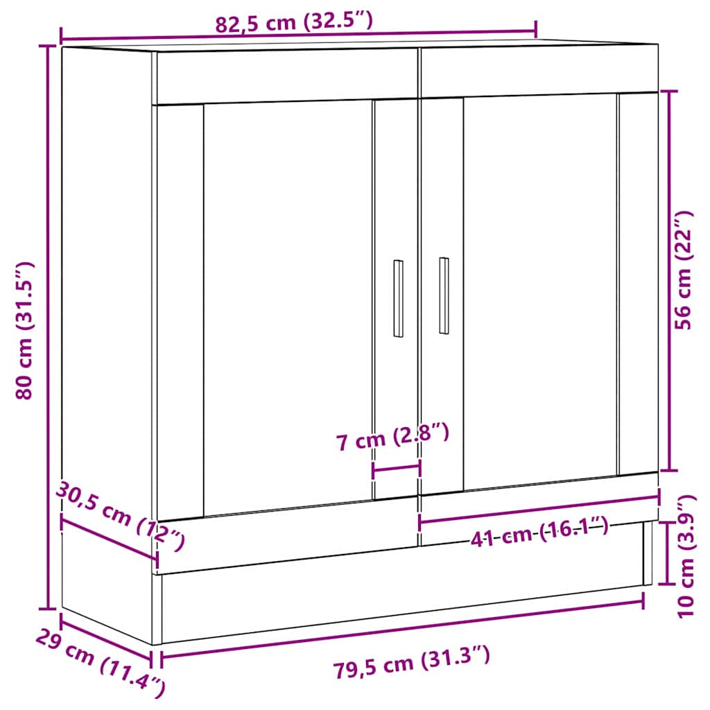 vidaXL Szafka na książki Czarny Dąb 82,5 x 30,5 x 80 cm