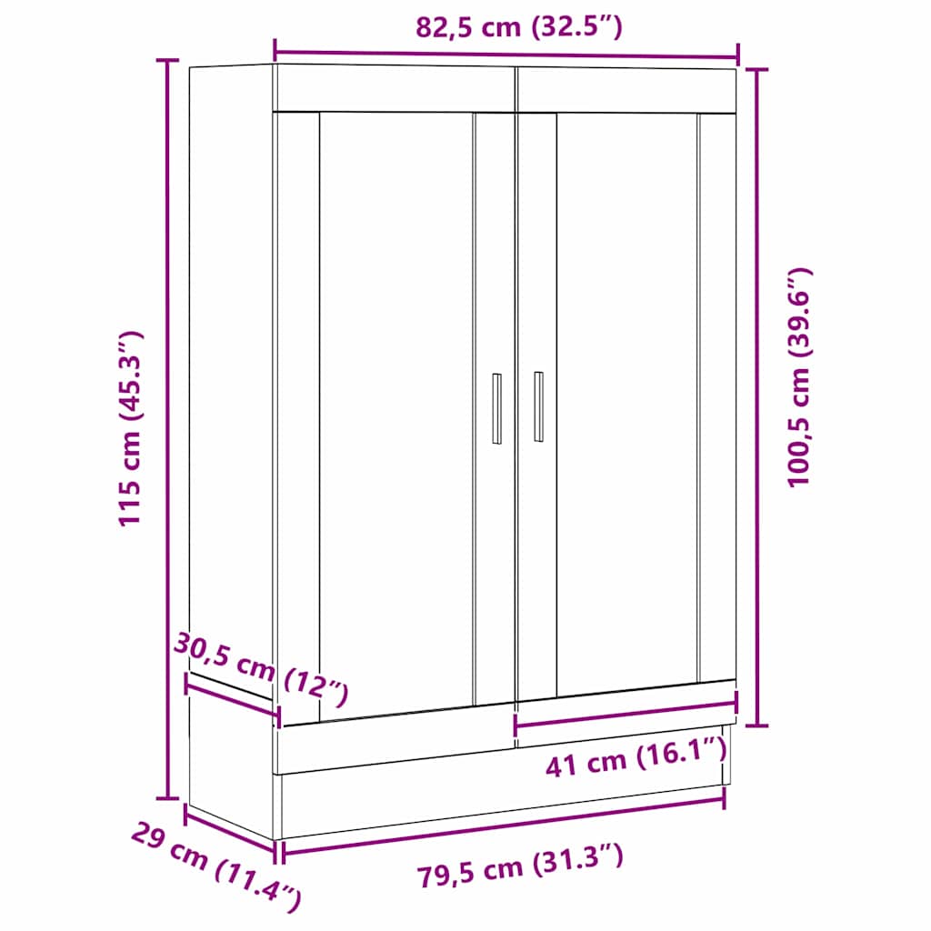 vidaXL Szafka na książki Czarny Dąb 82,5 x 30,5 x 115 cm