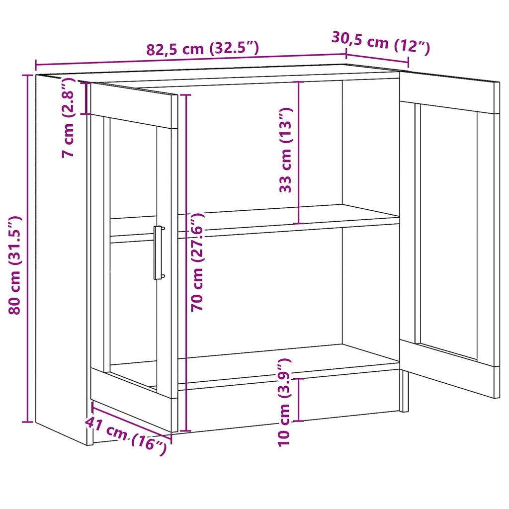 vidaXL Szafka na książki Czarny Dąb 82,5 x 30,5 x 80 cm
