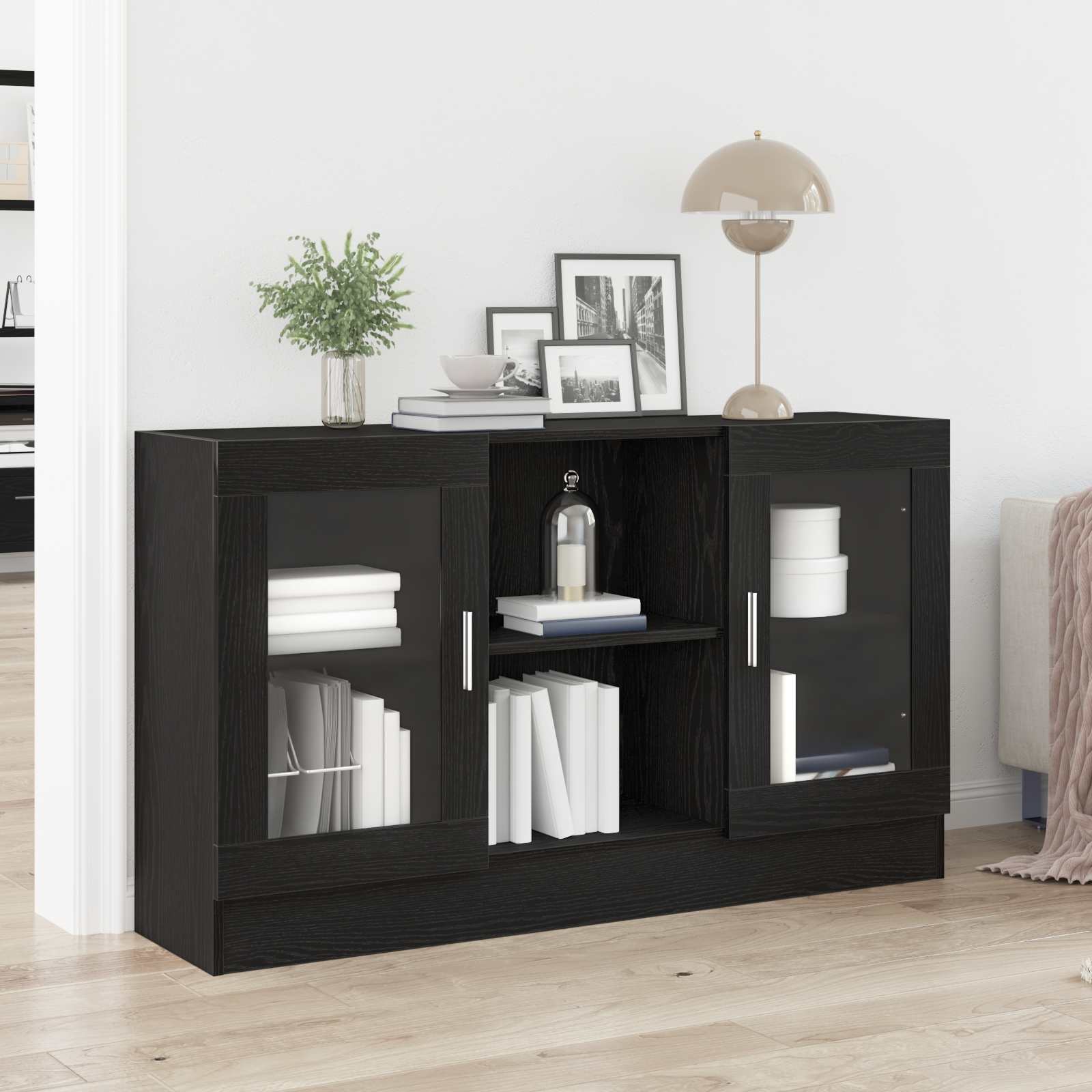 vidaXL Bufet Czarny Dąb 120 x 30,5 x 70 cm Materiał drewnopochodny