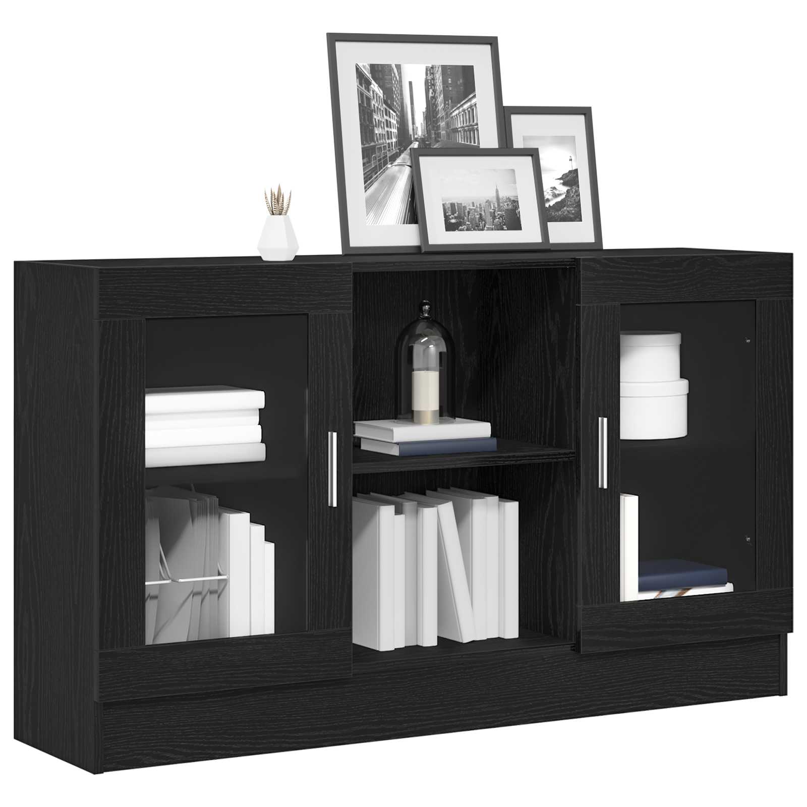 vidaXL Bufet Czarny Dąb 120 x 30,5 x 70 cm Materiał drewnopochodny
