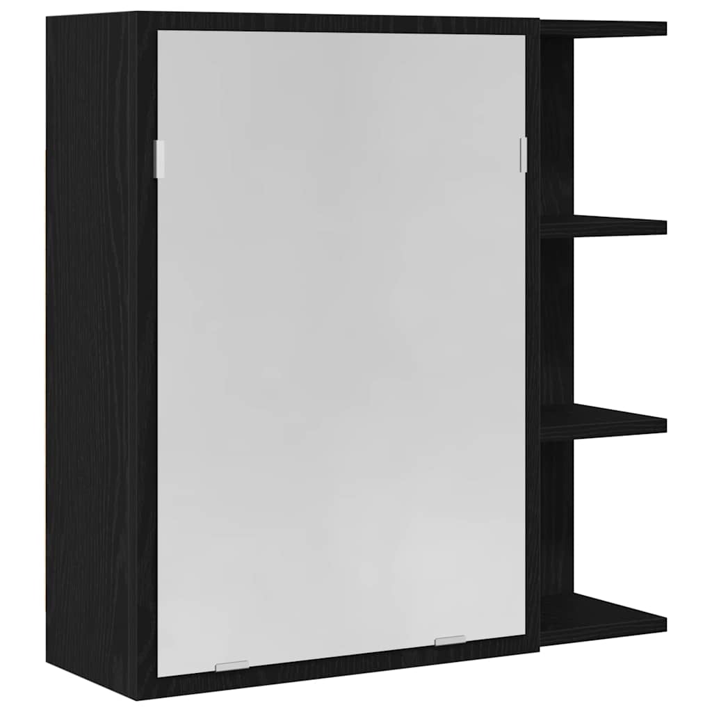 vidaXL Szafka z lustrem do łazienki Czarny Dąb 62,5 x 20,5 x 64 cm