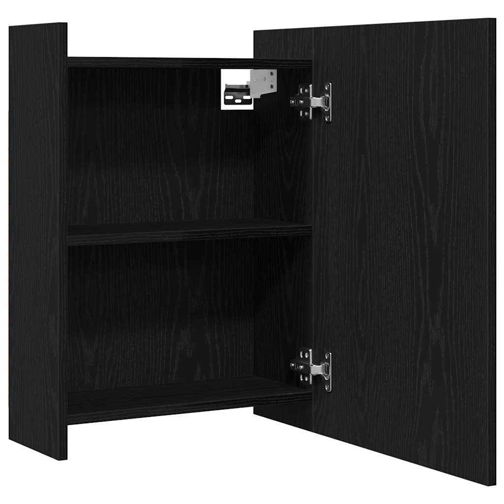 vidaXL Szafka z lustrem do łazienki Czarny Dąb 62,5 x 20,5 x 64 cm
