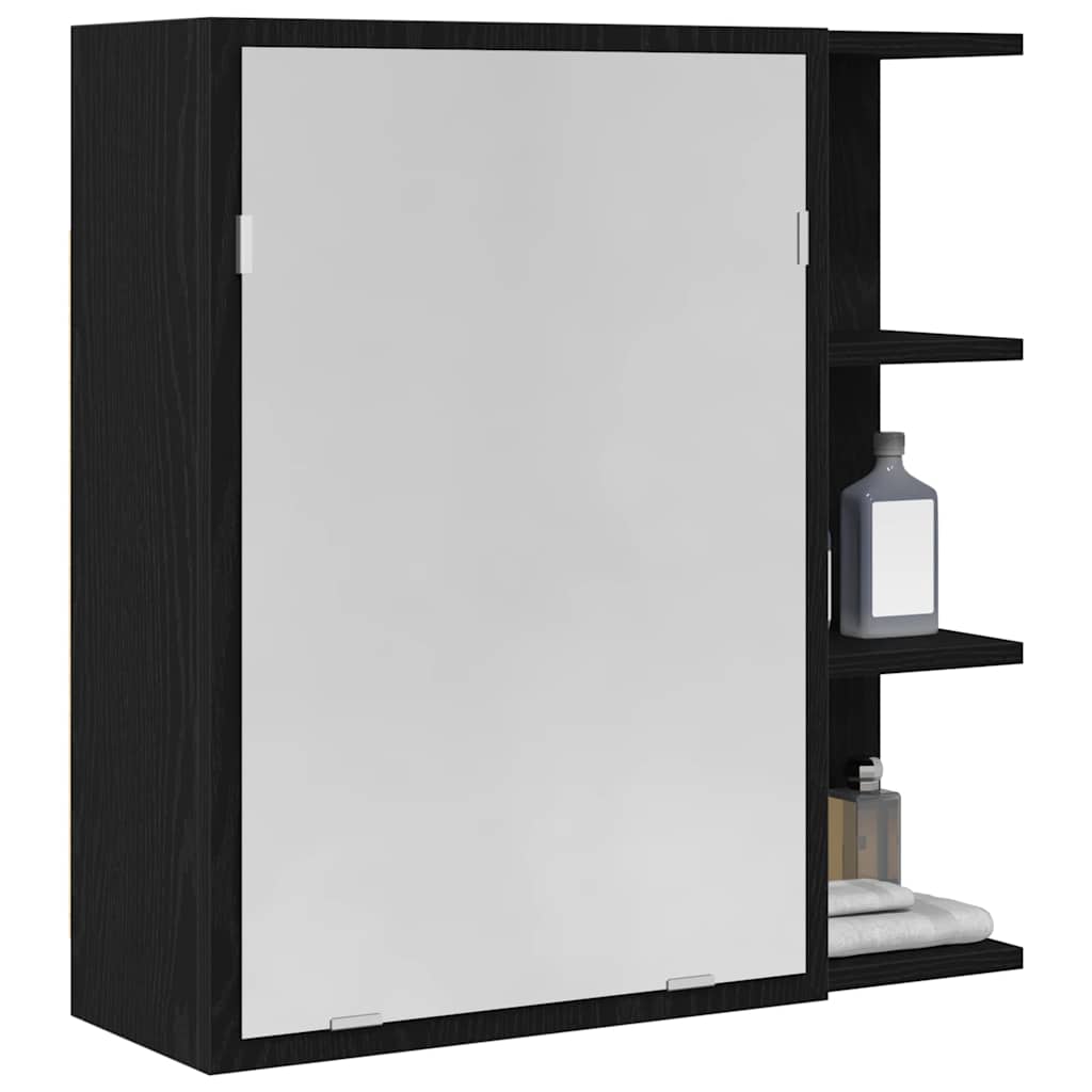 vidaXL Szafka z lustrem do łazienki Czarny Dąb 62,5 x 20,5 x 64 cm