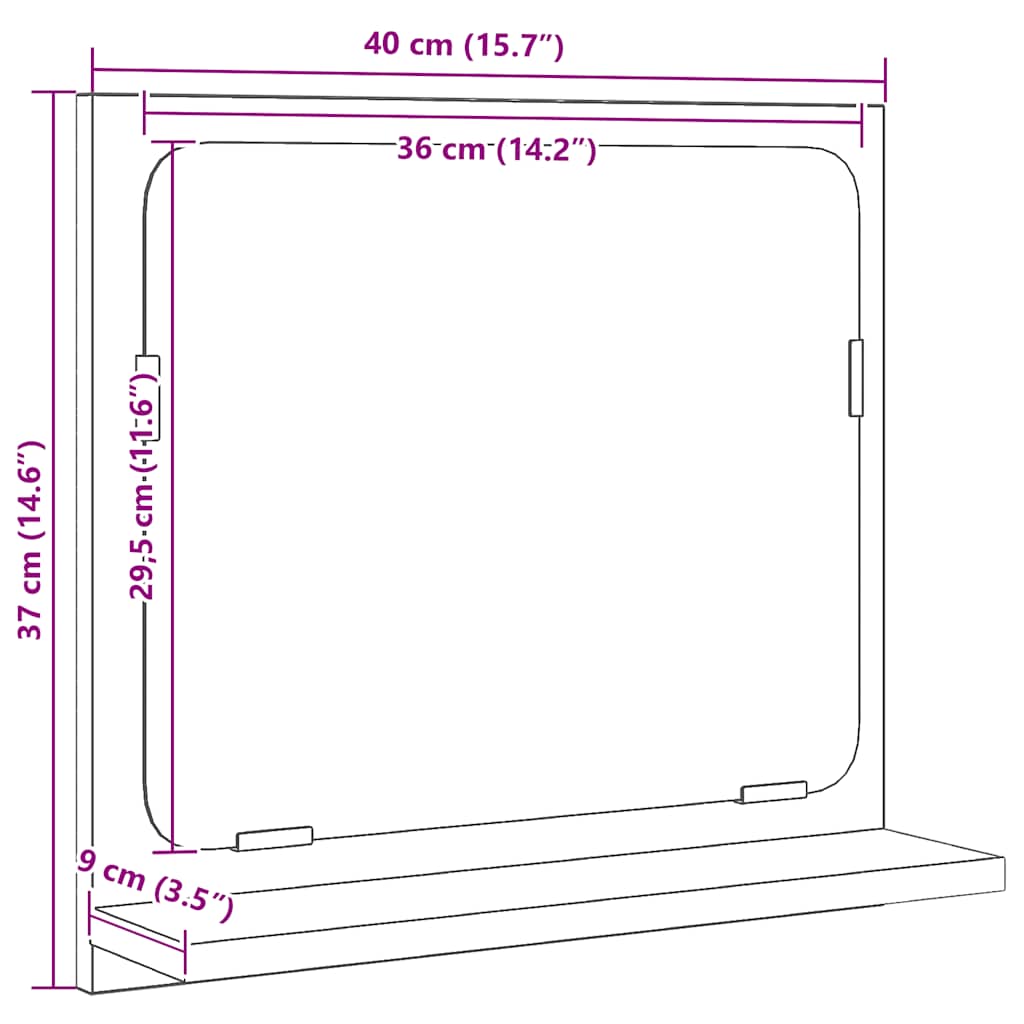 vidaXL Lustro łazienkowe, czarny dąb, 40x10,5x37 cm
