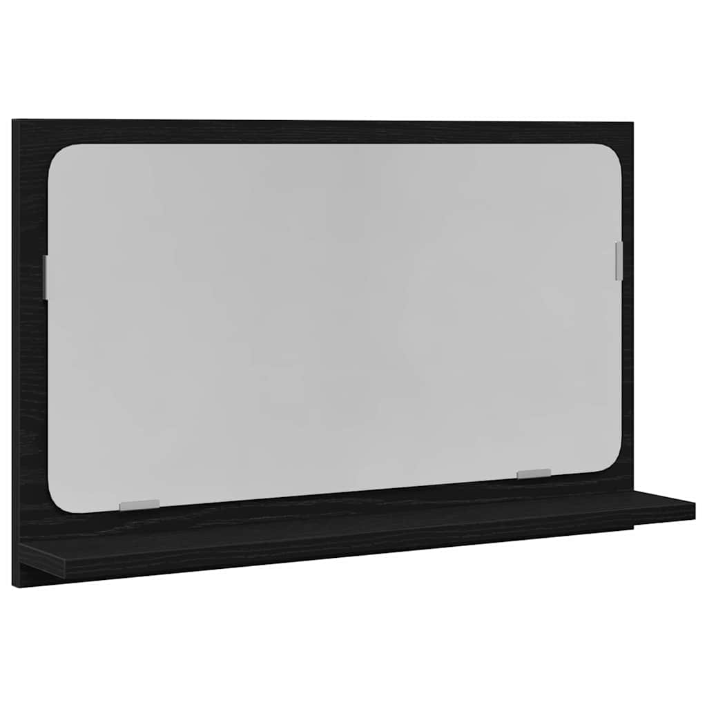 vidaXL Półka z lustrem z półką Z lustrem Czarny Dąb 60 x 10,5 x 37 cm