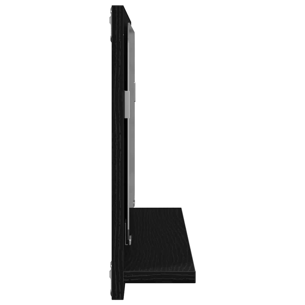 vidaXL Półka z lustrem z półką Z lustrem Czarny Dąb 60 x 10,5 x 37 cm