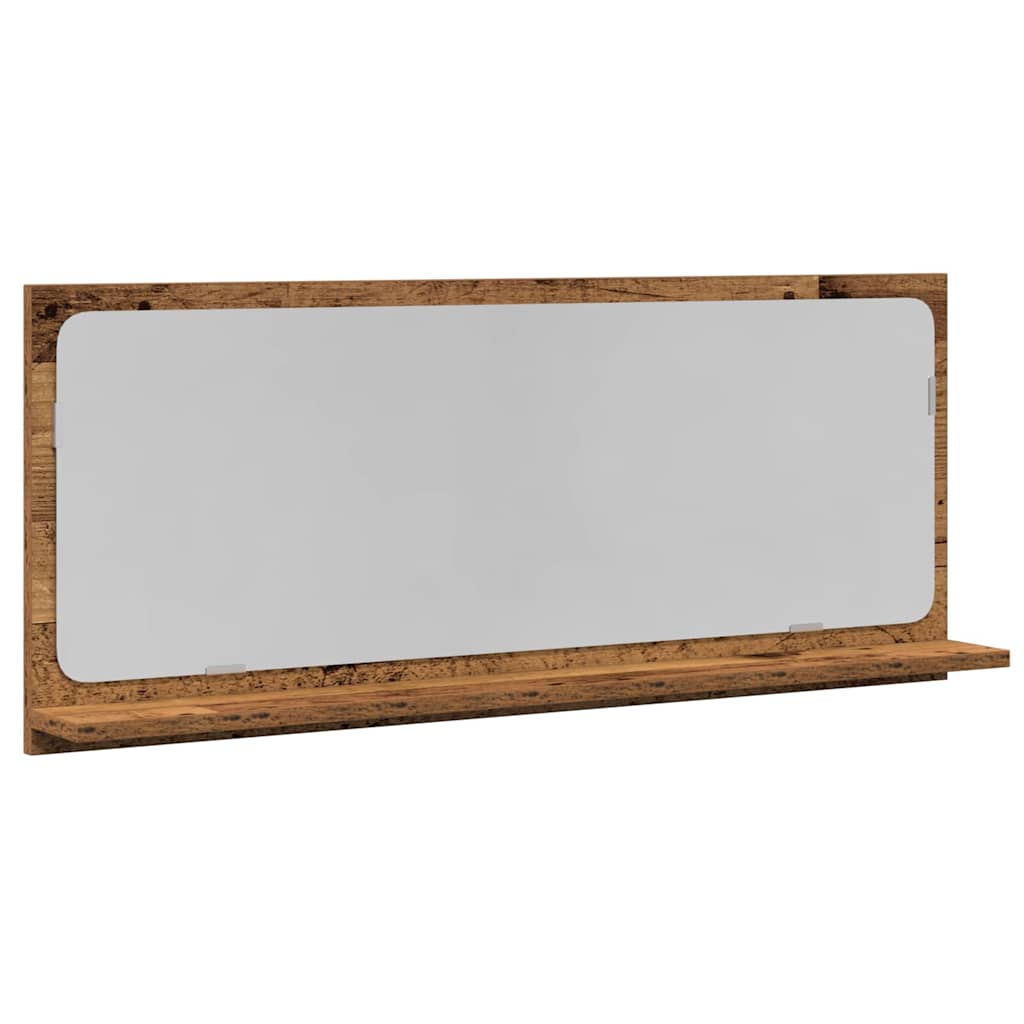 vidaXL Półka z lustrem z półką Stare drewno 90 x 10,5 x 37 cm
