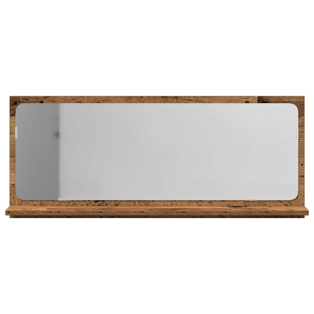 vidaXL Półka z lustrem z półką Stare drewno 90 x 10,5 x 37 cm