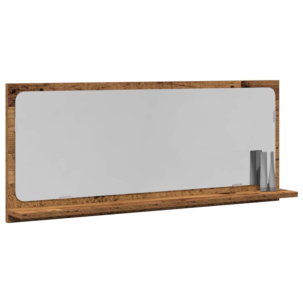 vidaXL Półka z lustrem z półką Stare drewno 90 x 10,5 x 37 cm