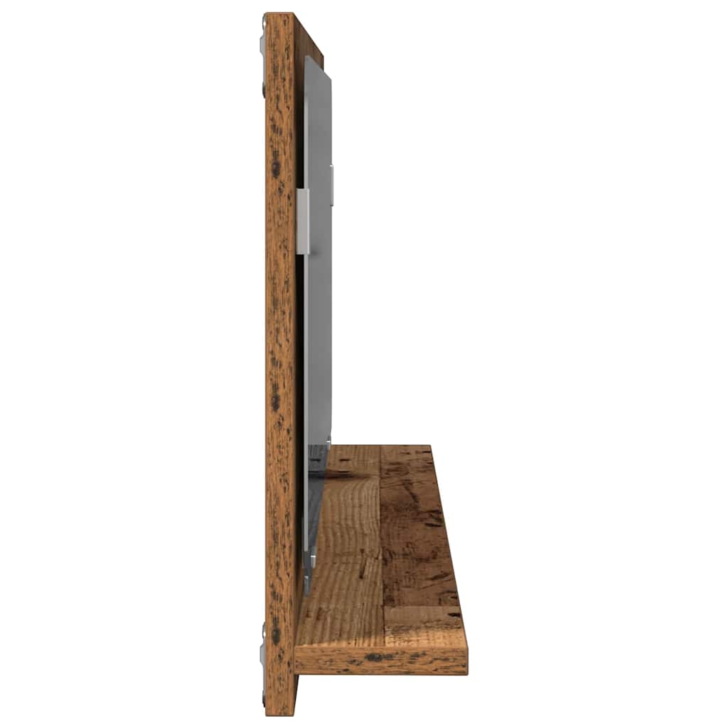 vidaXL Półka z lustrem z półką Stare drewno 90 x 10,5 x 37 cm