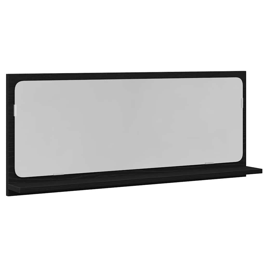 vidaXL Półka z lustrem z półką Z lustrem Czarny Dąb 90 x 10,5 x 37 cm