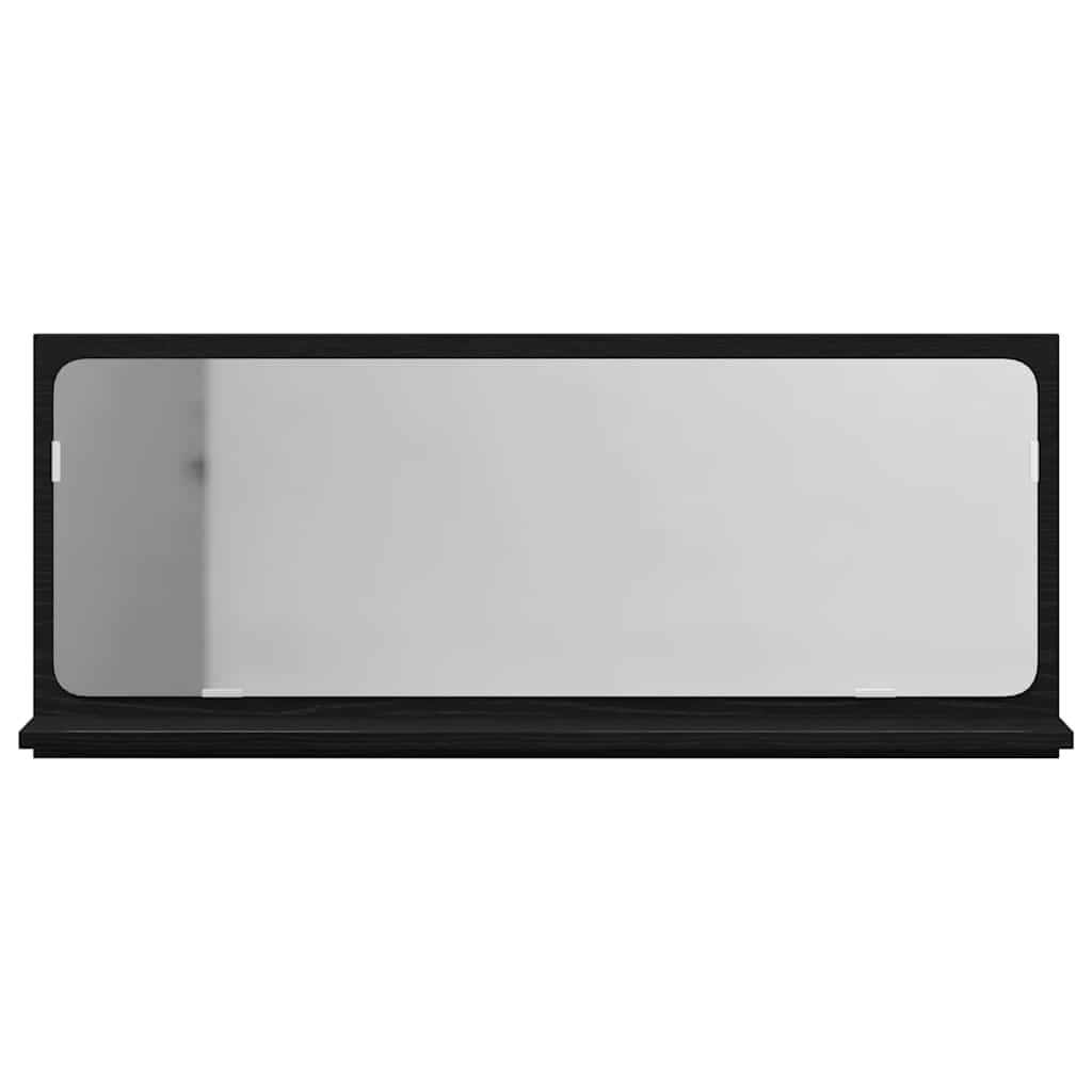 vidaXL Półka z lustrem z półką Z lustrem Czarny Dąb 90 x 10,5 x 37 cm