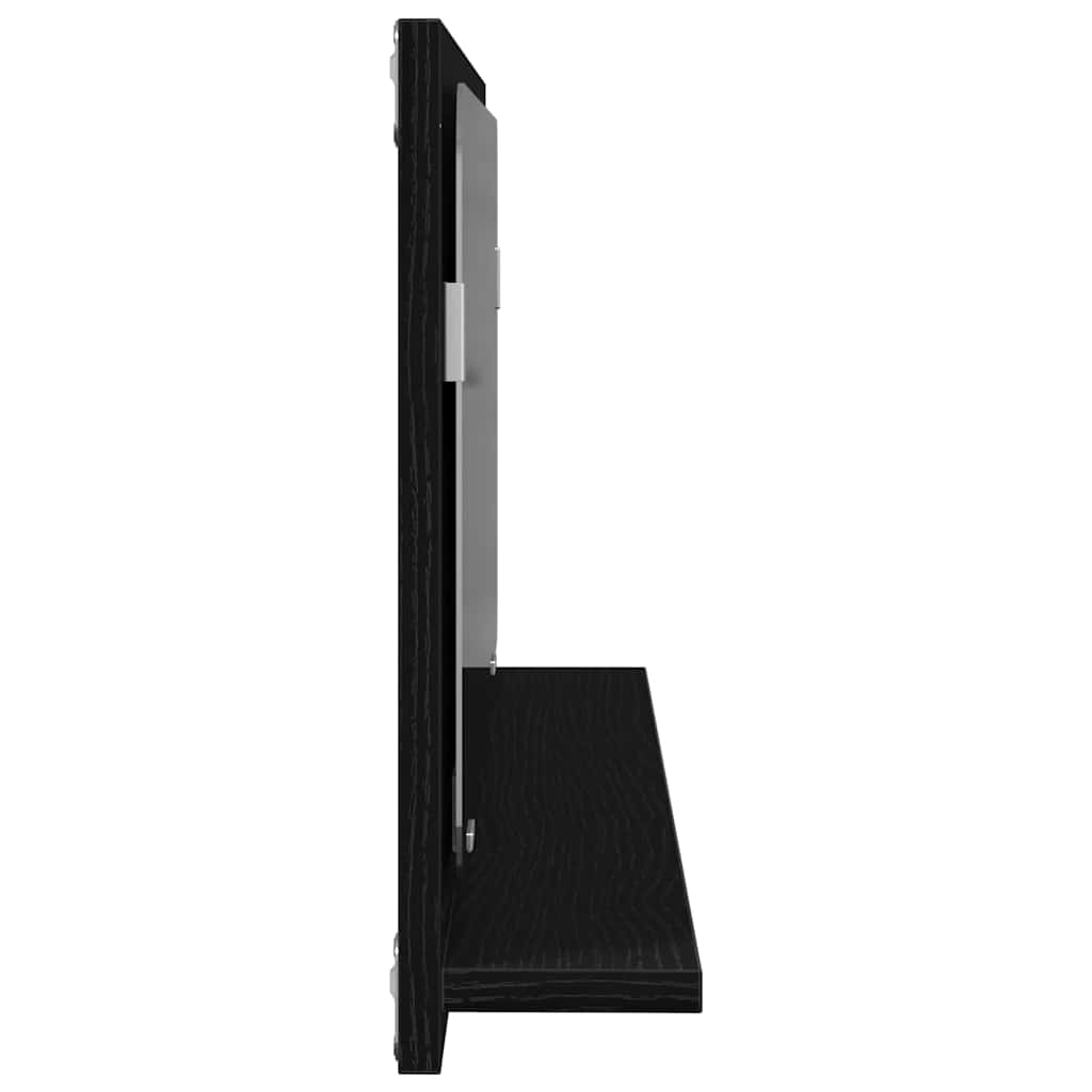vidaXL Półka z lustrem z półką Z lustrem Czarny Dąb 90 x 10,5 x 37 cm