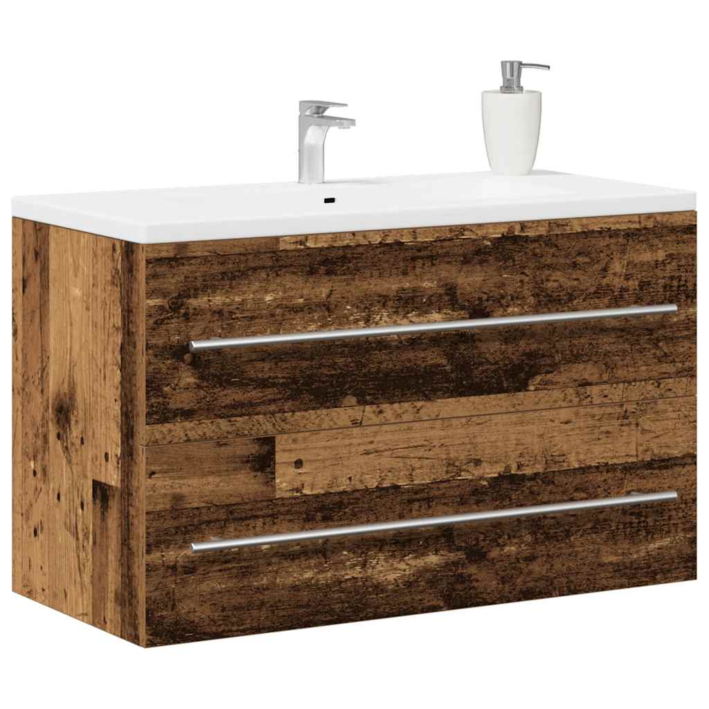 vidaXL Szafka pod umywalkę łazienkową, stare drewno, 80x38,5x48 cm
