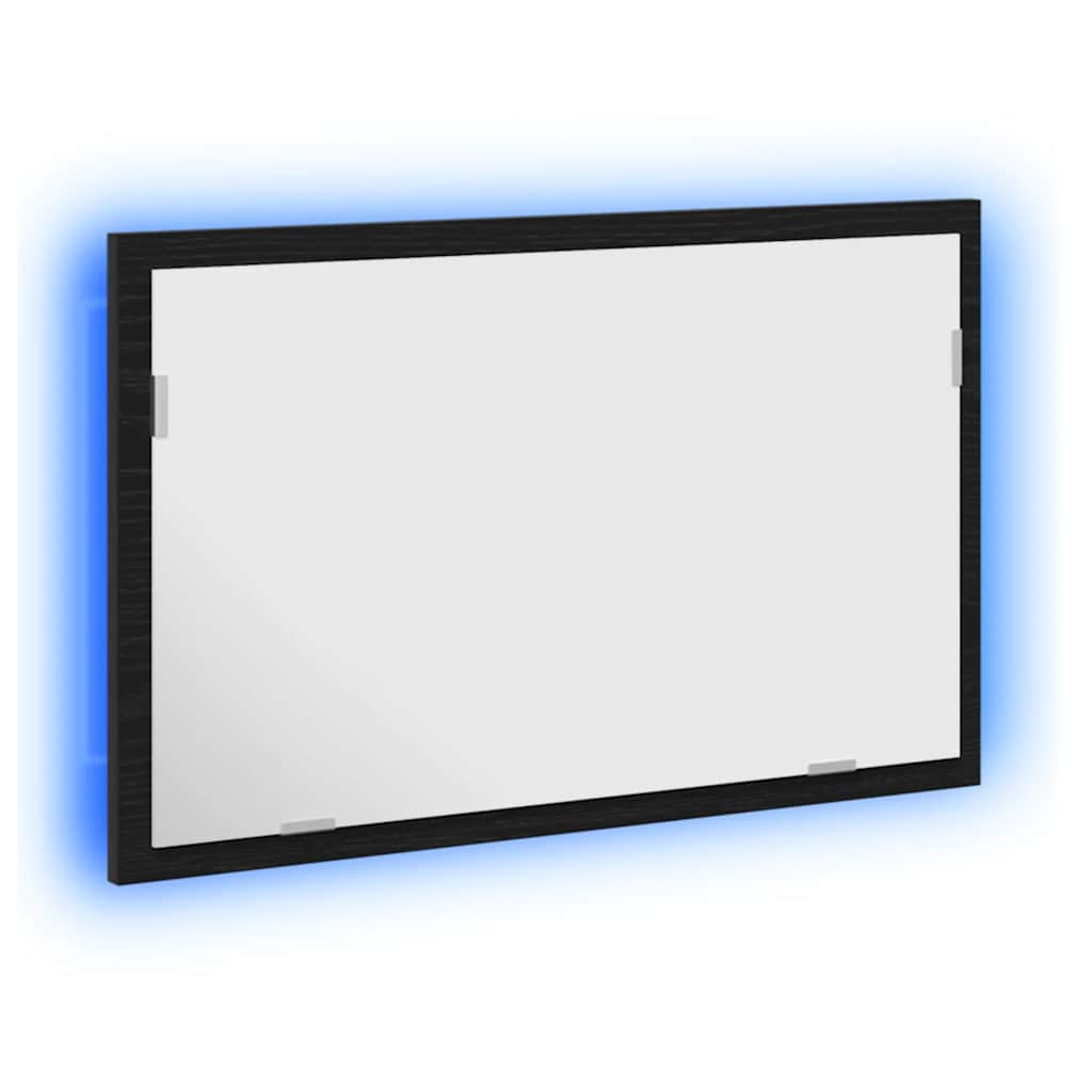 vidaXL Lustro łazienkowe z oświetleniem LED, czarny dąb, 60x8,5x37 cm