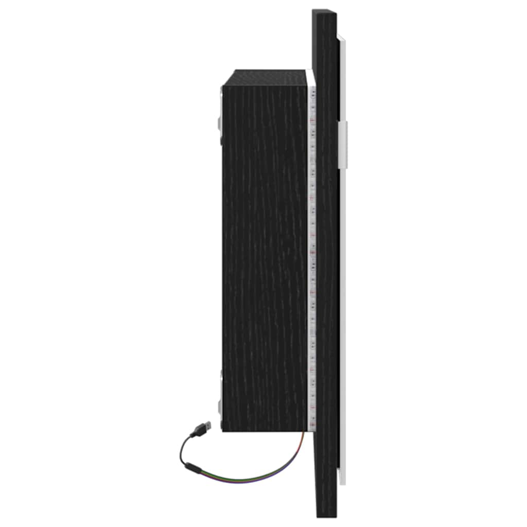 vidaXL Lustro łazienkowe z oświetleniem LED, czarny dąb, 60x8,5x37 cm