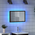 vidaXL Lustro łazienkowe z oświetleniem LED, czarny dąb, 60x8,5x37 cm