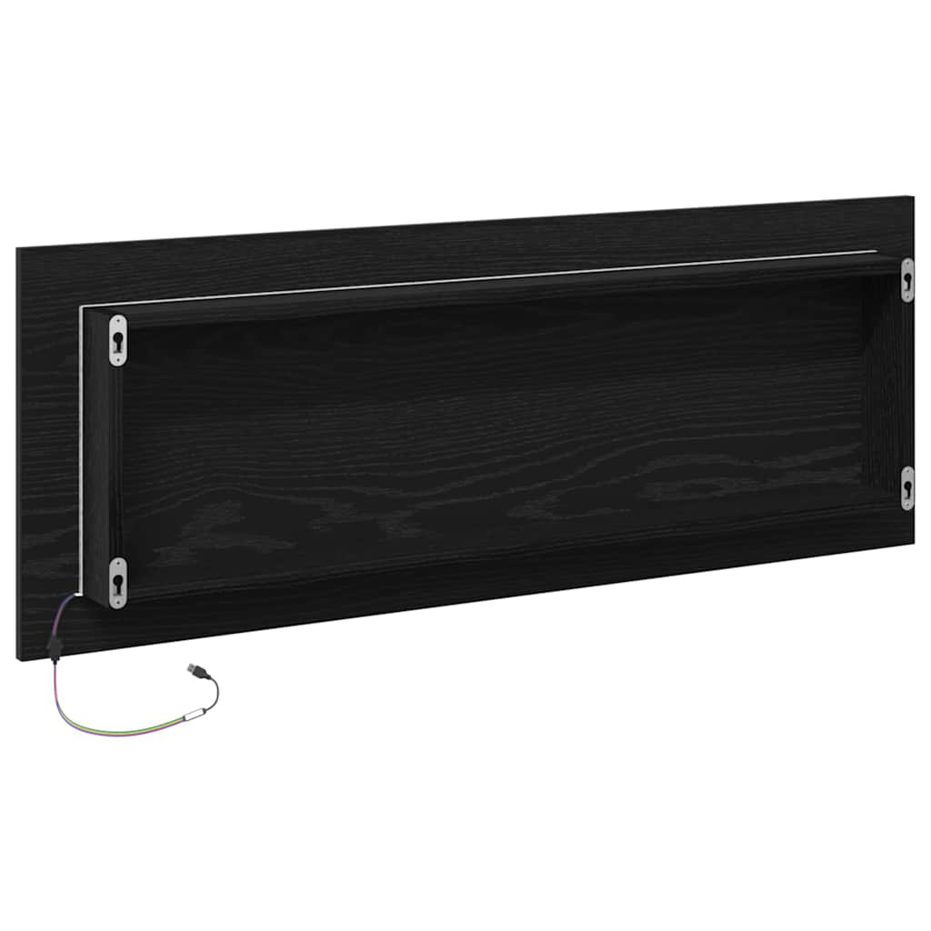 vidaXL Lustro łazienkowe LED Czarny Dąb 100 x 8,5 x 37 cm Szkło