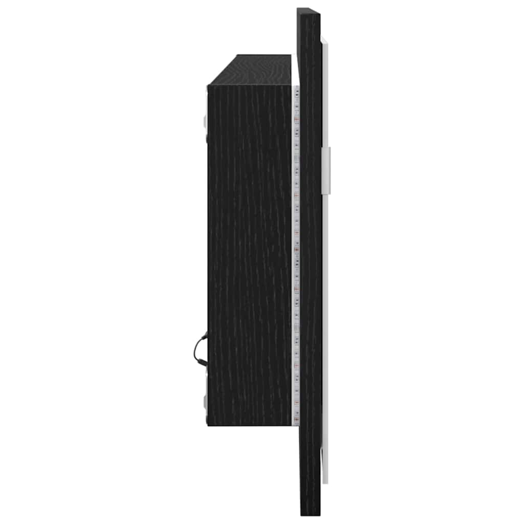 vidaXL Lustro łazienkowe LED Czarny Dąb 100 x 8,5 x 37 cm Szkło