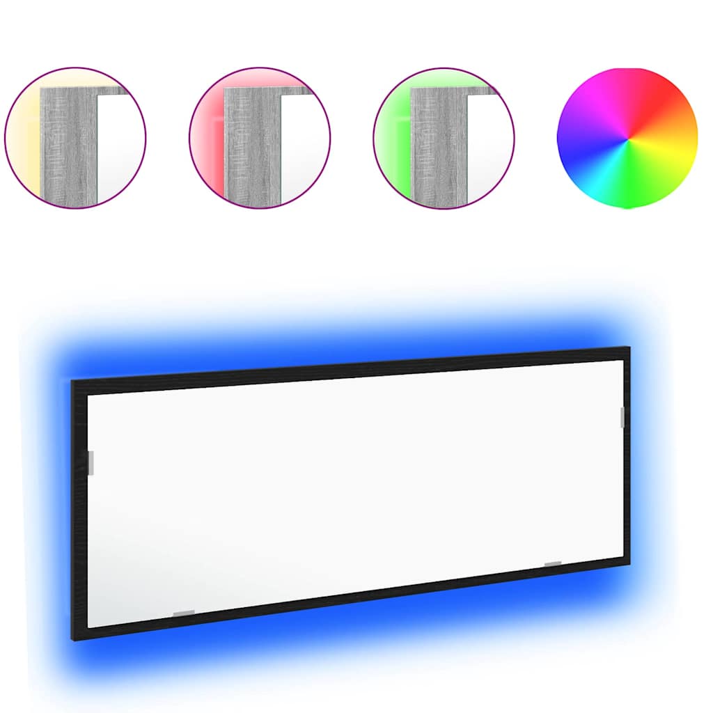 vidaXL Lustro łazienkowe LED Czarny Dąb 100 x 8,5 x 37 cm Szkło