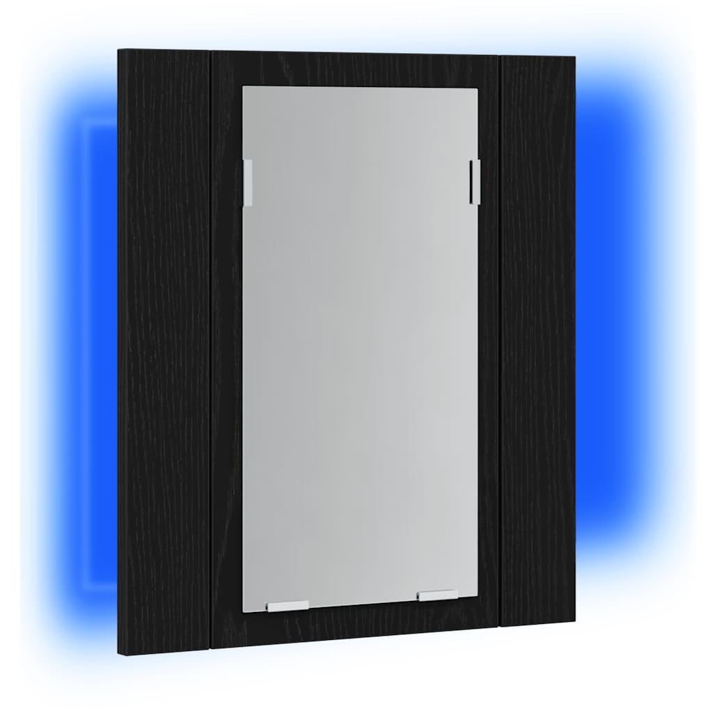 vidaXL Szafka łazienkowa z lustrem LED, czarny dąb, 40x12x45 cm
