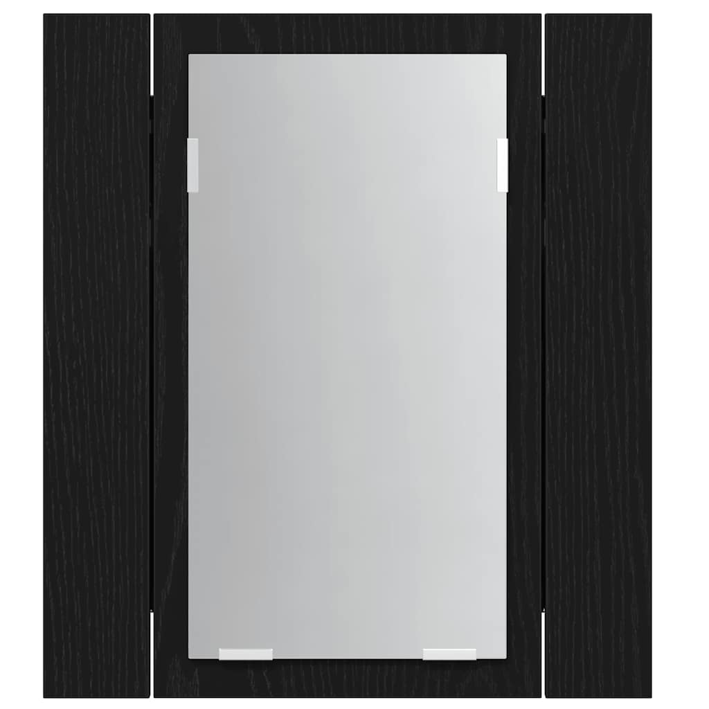 vidaXL Szafka łazienkowa z lustrem LED, czarny dąb, 40x12x45 cm