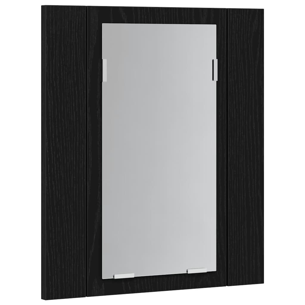 vidaXL Szafka łazienkowa z lustrem LED, czarny dąb, 40x12x45 cm