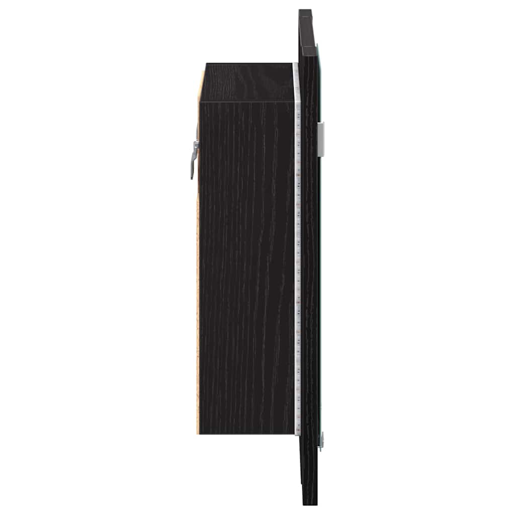 vidaXL Szafka łazienkowa z lustrem LED, czarny dąb, 40x12x45 cm