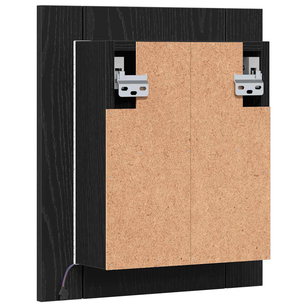vidaXL Szafka łazienkowa z lustrem LED, czarny dąb, 40x12x45 cm