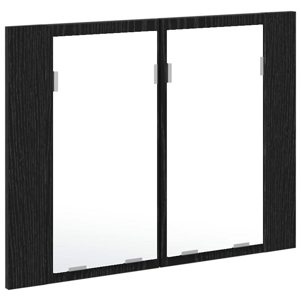 vidaXL Szafka z lustrem do łazienki z półką Czarny Dąb 60 x 12 x 45 cm
