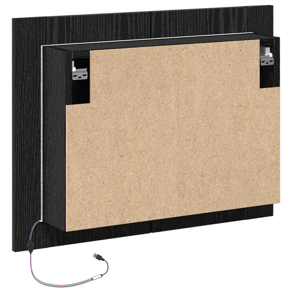 vidaXL Szafka z lustrem do łazienki z półką Czarny Dąb 60 x 12 x 45 cm