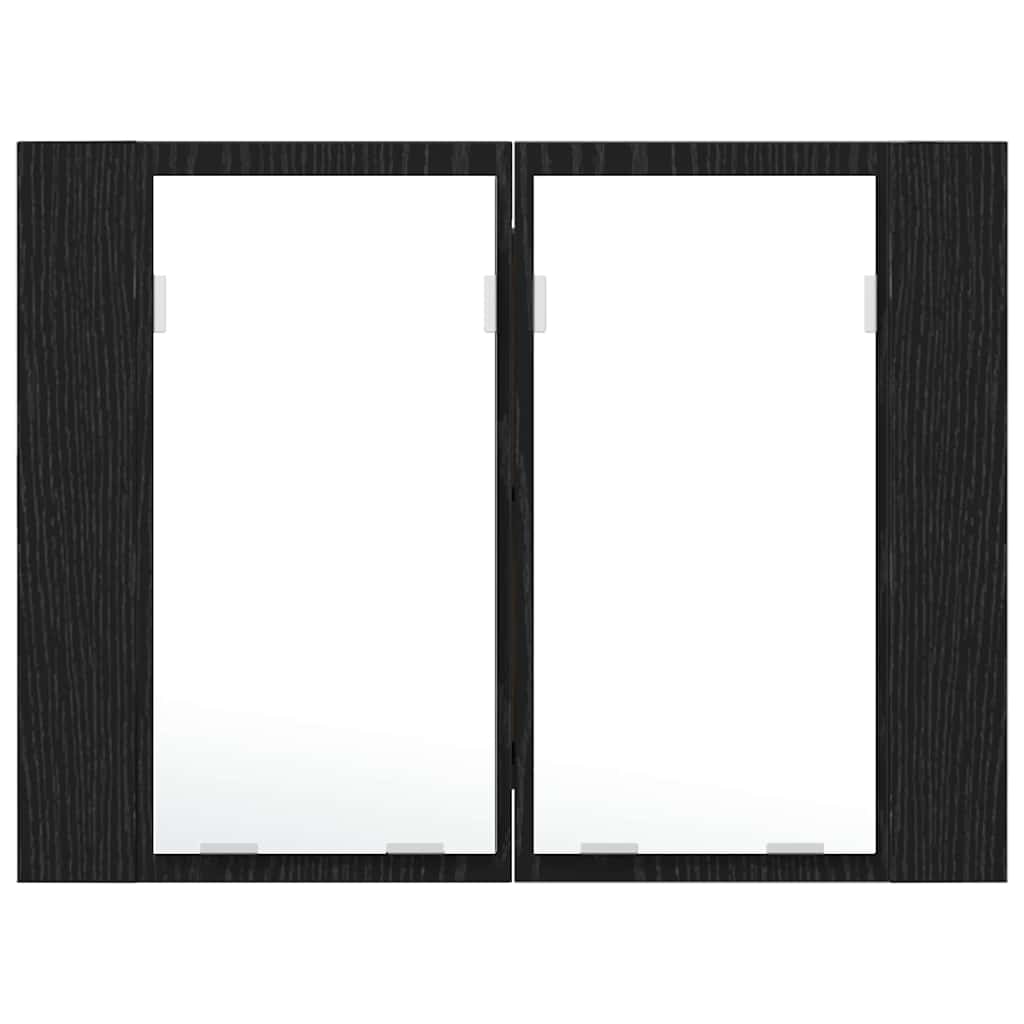 vidaXL Szafka z lustrem do łazienki z półką Czarny Dąb 60 x 12 x 45 cm