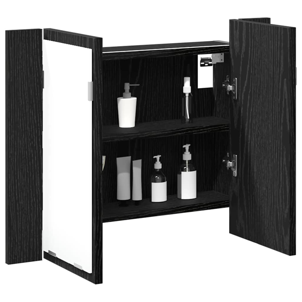vidaXL Szafka z lustrem do łazienki z półką Czarny Dąb 60 x 12 x 45 cm