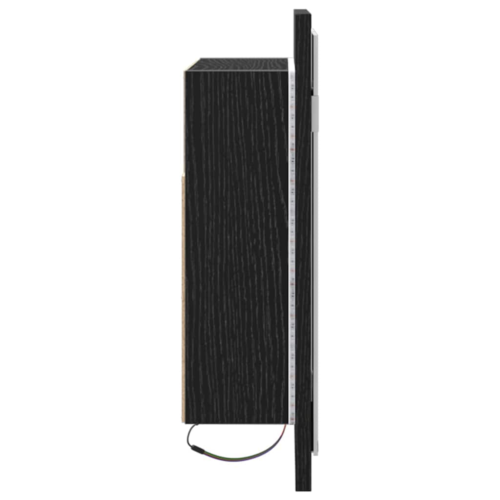 vidaXL Szafka z lustrem do łazienki z półką Czarny Dąb 60 x 12 x 45 cm