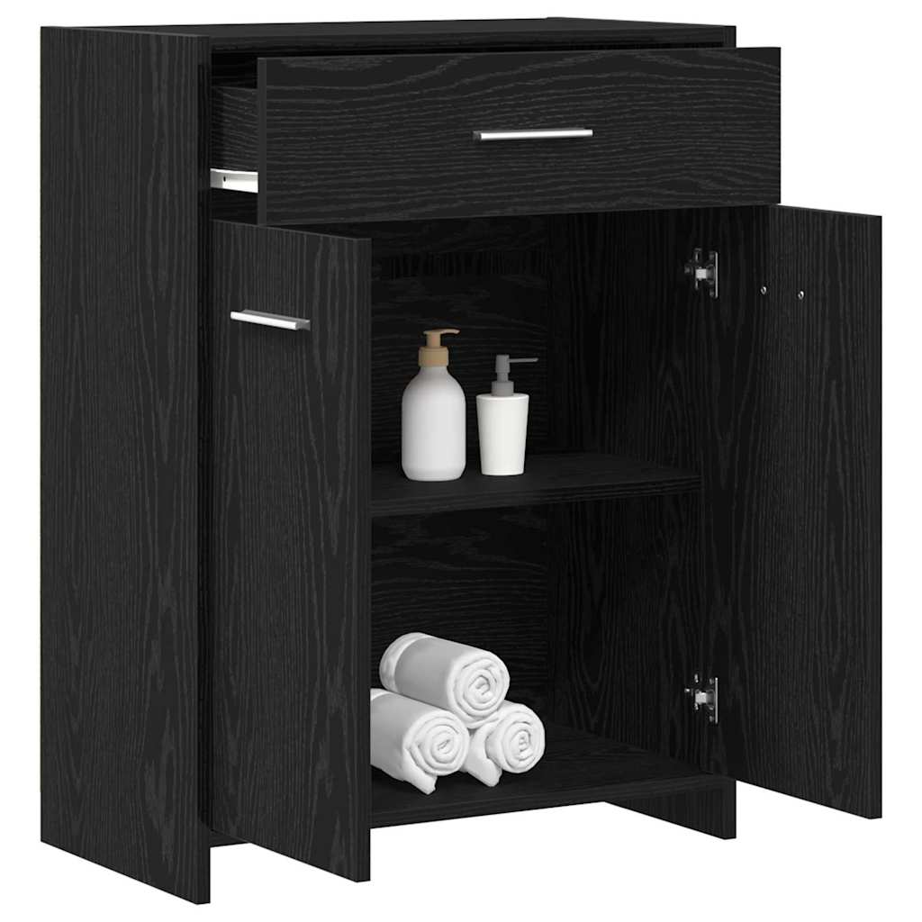 vidaXL Szafka Łazienkowa z szufladą Czarny Dąb 60 x 33 x 80 cm