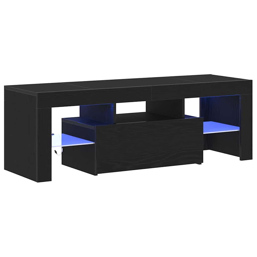 vidaXL Szafka pod telewizor Ze LED Lights Czarny Dąb 120 x 35 x 40 cm