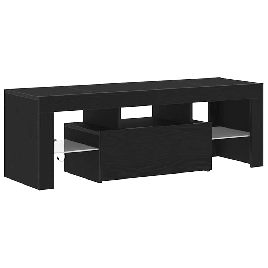 vidaXL Szafka pod telewizor Ze LED Lights Czarny Dąb 120 x 35 x 40 cm