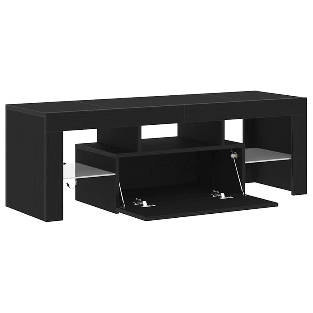 vidaXL Szafka pod telewizor Ze LED Lights Czarny Dąb 120 x 35 x 40 cm