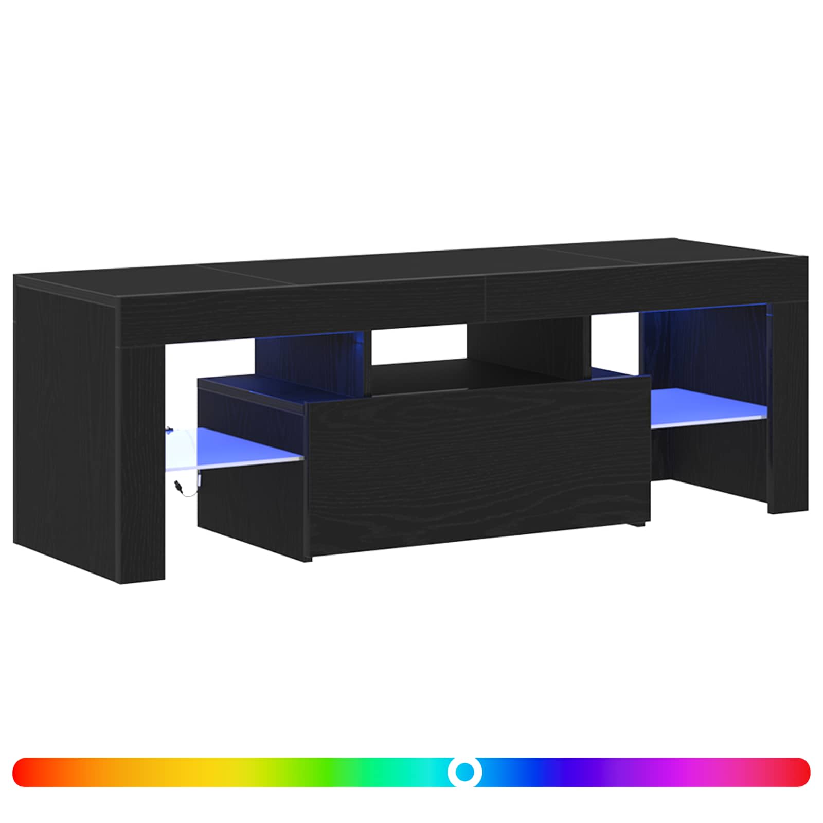 vidaXL Szafka pod telewizor Ze LED Lights Czarny Dąb 120 x 35 x 40 cm