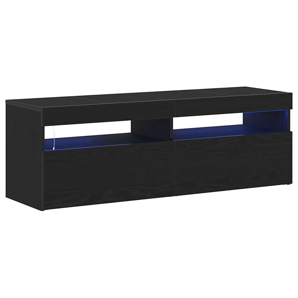 vidaXL Szafka pod telewizor z LED Czarny Dąb 120 x 35 x 40 cm
