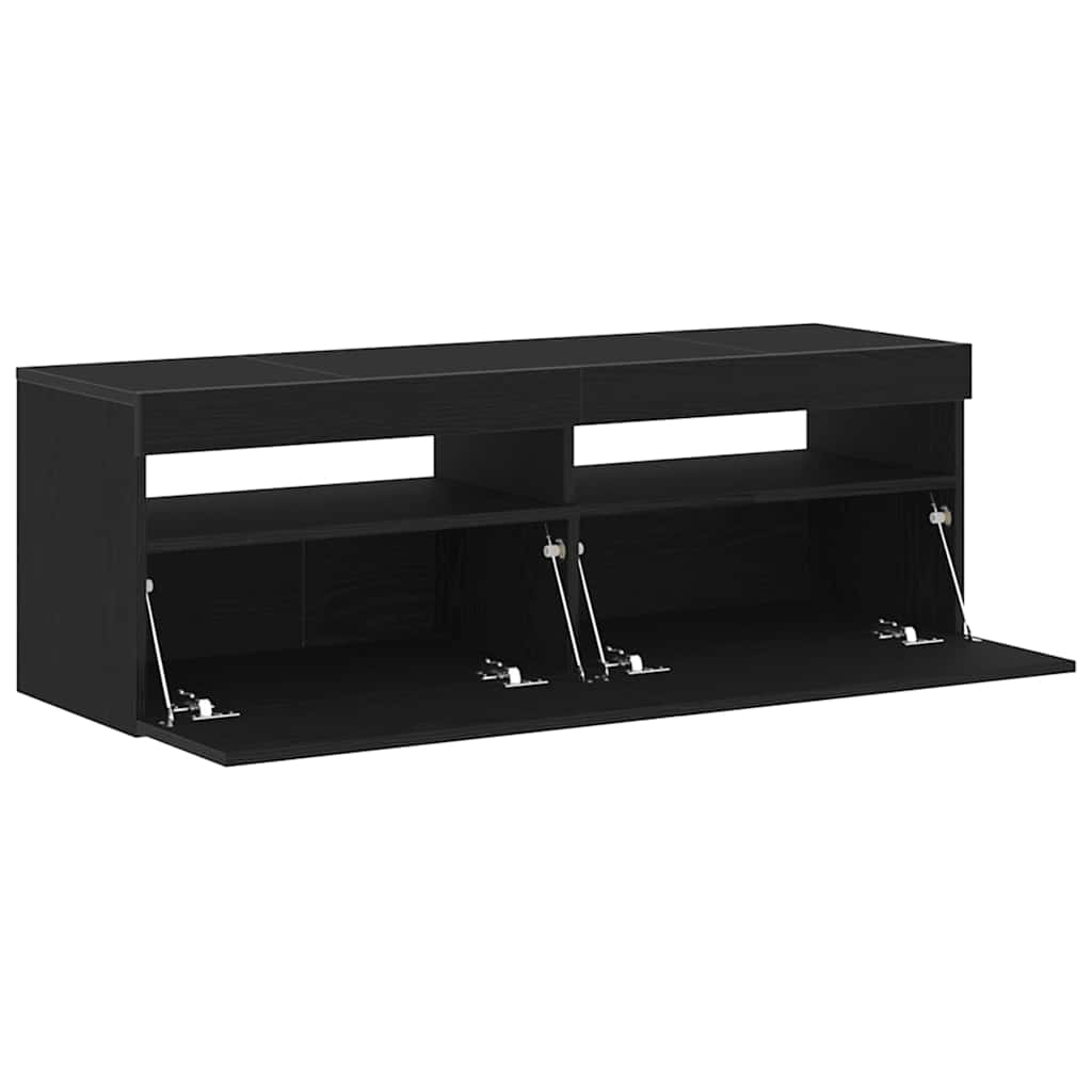 vidaXL Szafka pod telewizor z LED Czarny Dąb 120 x 35 x 40 cm