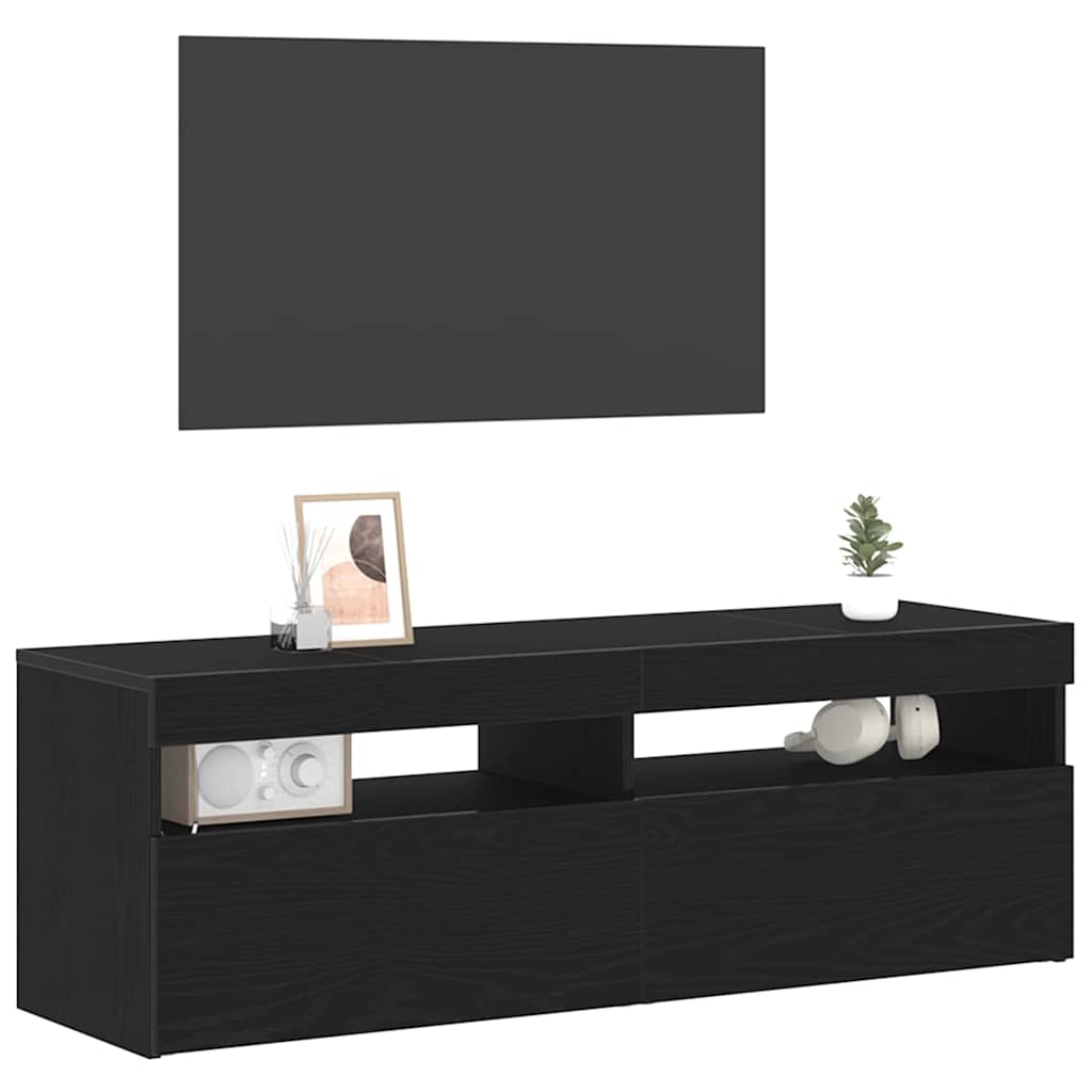 vidaXL Szafka pod telewizor z LED Czarny Dąb 120 x 35 x 40 cm
