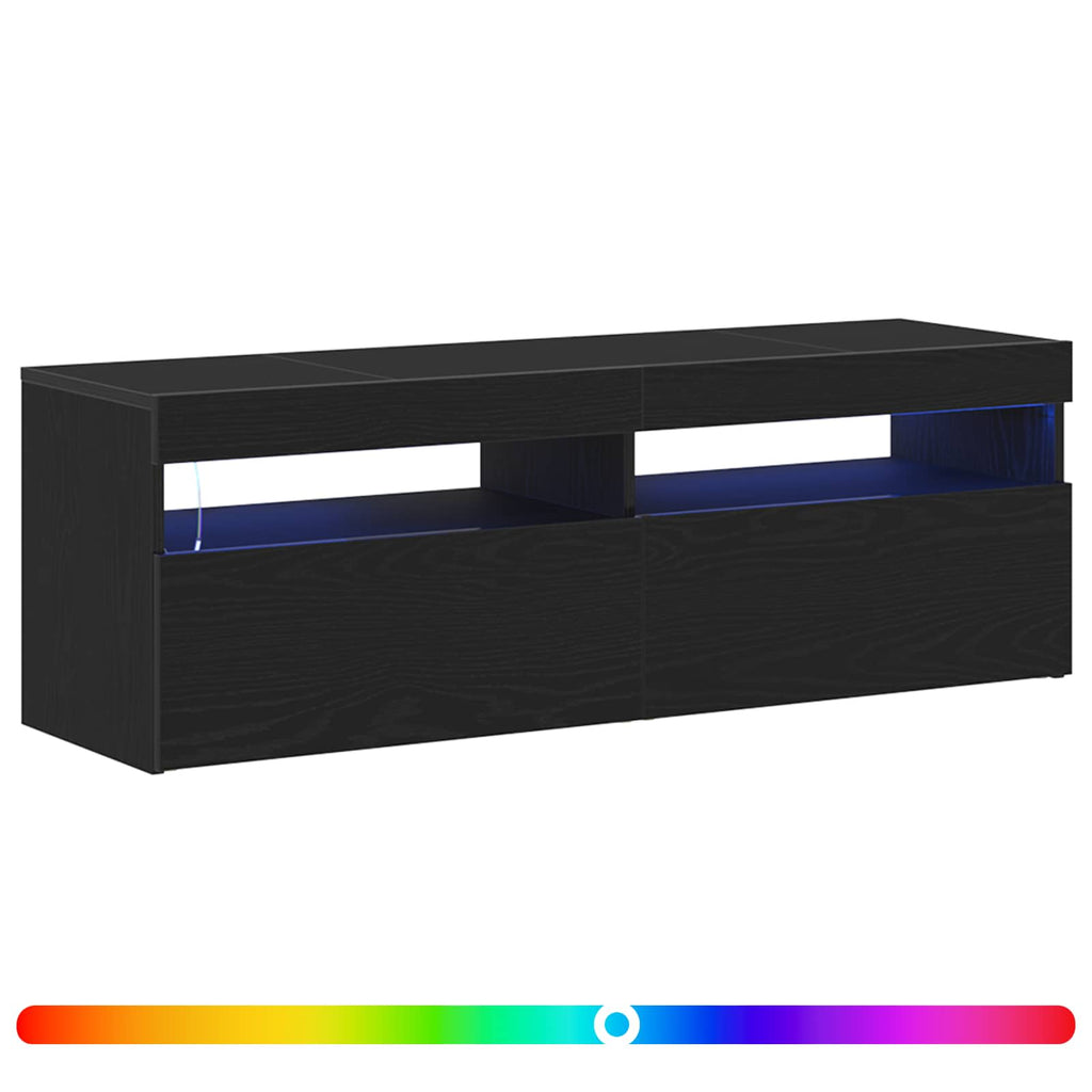 vidaXL Szafka pod telewizor z LED Czarny Dąb 120 x 35 x 40 cm