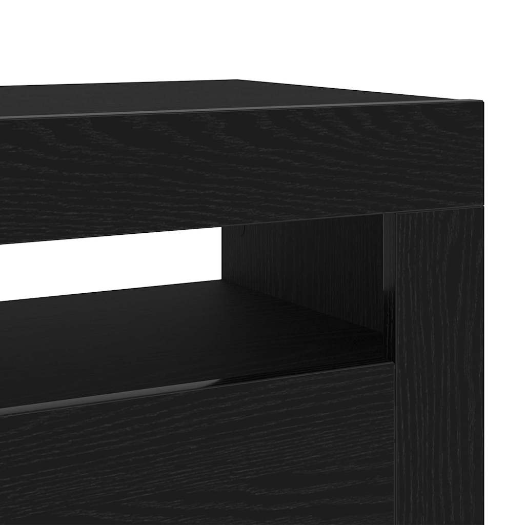 vidaXL Szafka pod telewizor z LED Czarny Dąb 90 x 35 x 40 cm